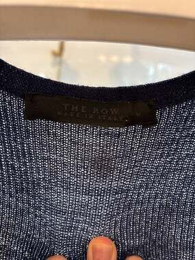 The Row Navy Silk & Super 130’s Wool Sheer Button Cardigan Size M Made in Italy